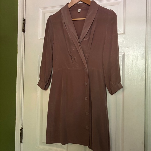 Silk Mauve Side Button Down dress - Picture 2 of 6